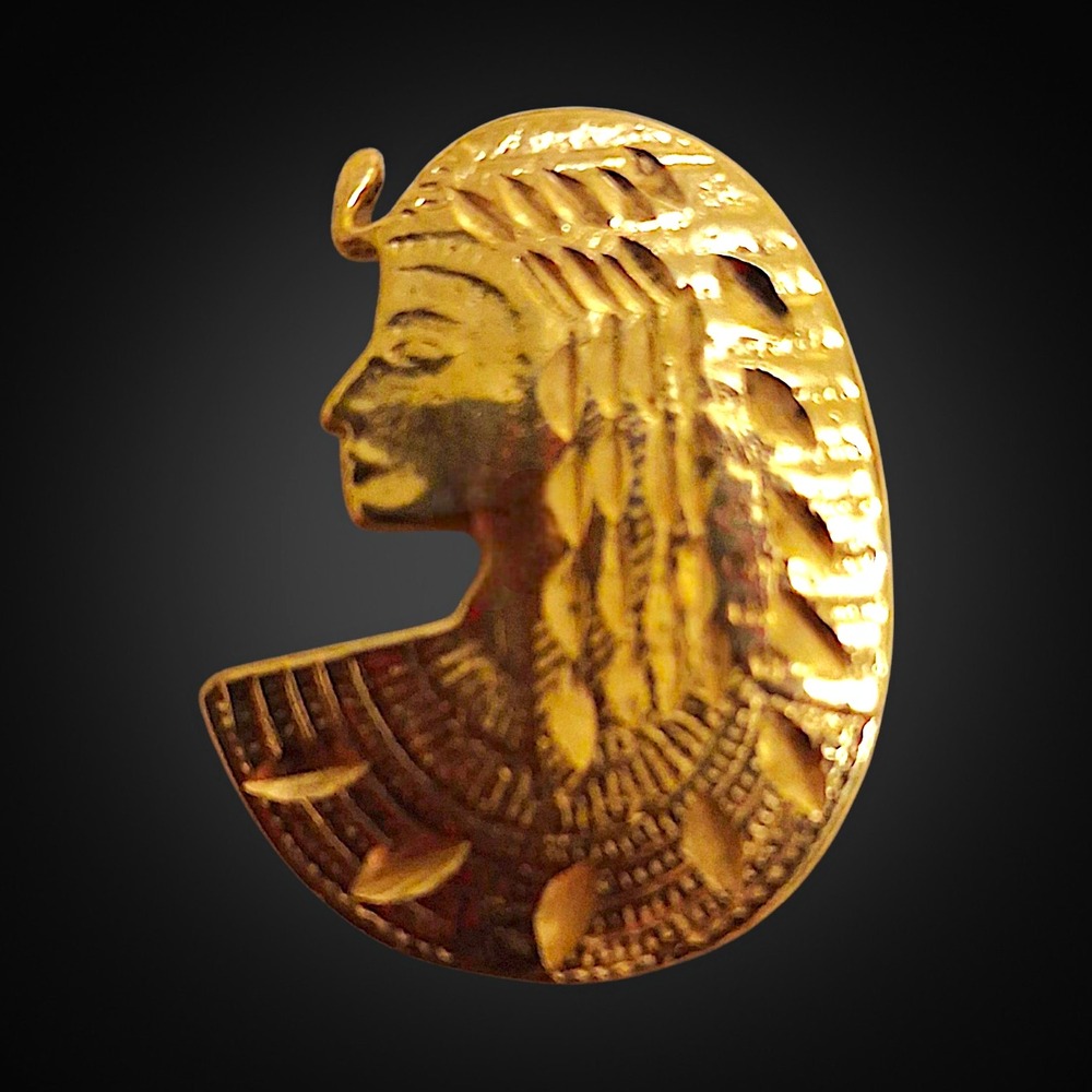 Vintage 70s 80s Gold Tone Egyptian Revival Cleopatra Silhouette Charm / Pendant